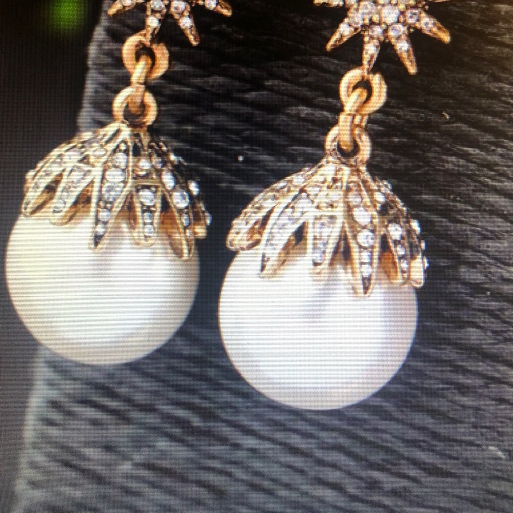 Elegant Gold and White Dangle Earrings